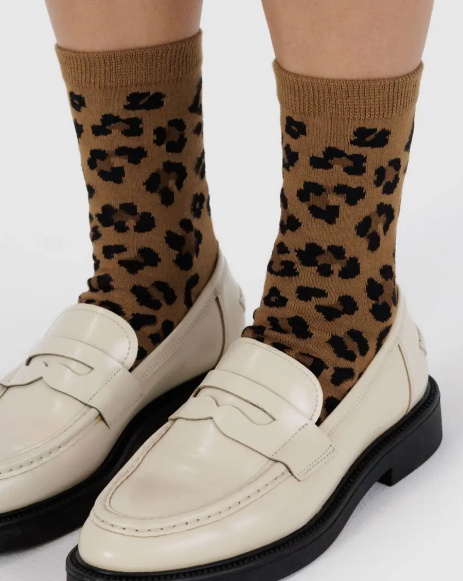 Crew Socks in Dark Leopard