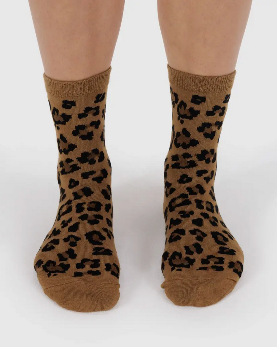 Crew Socks in Dark Leopard