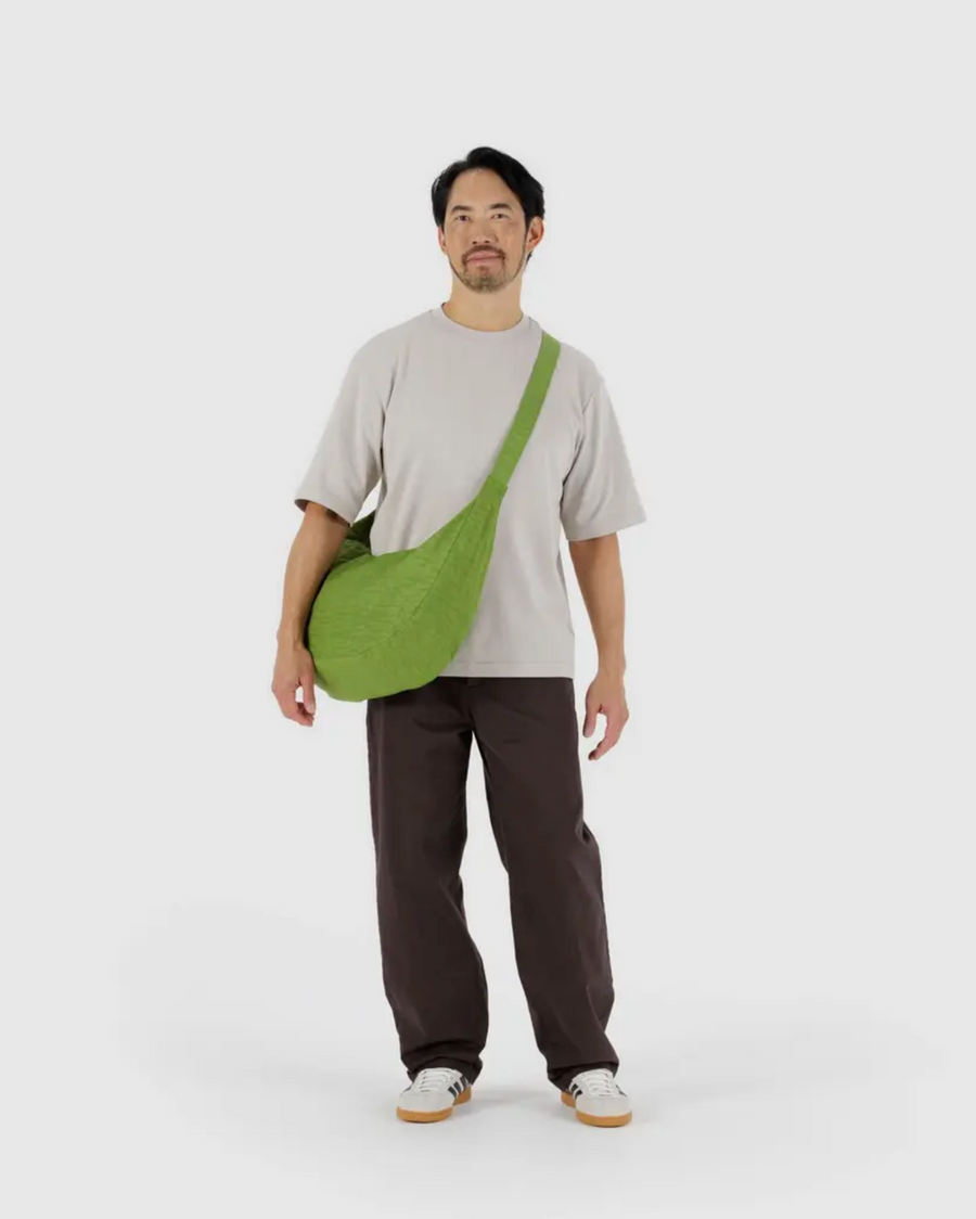 Large Nylon Crescent Bag in Green Juice