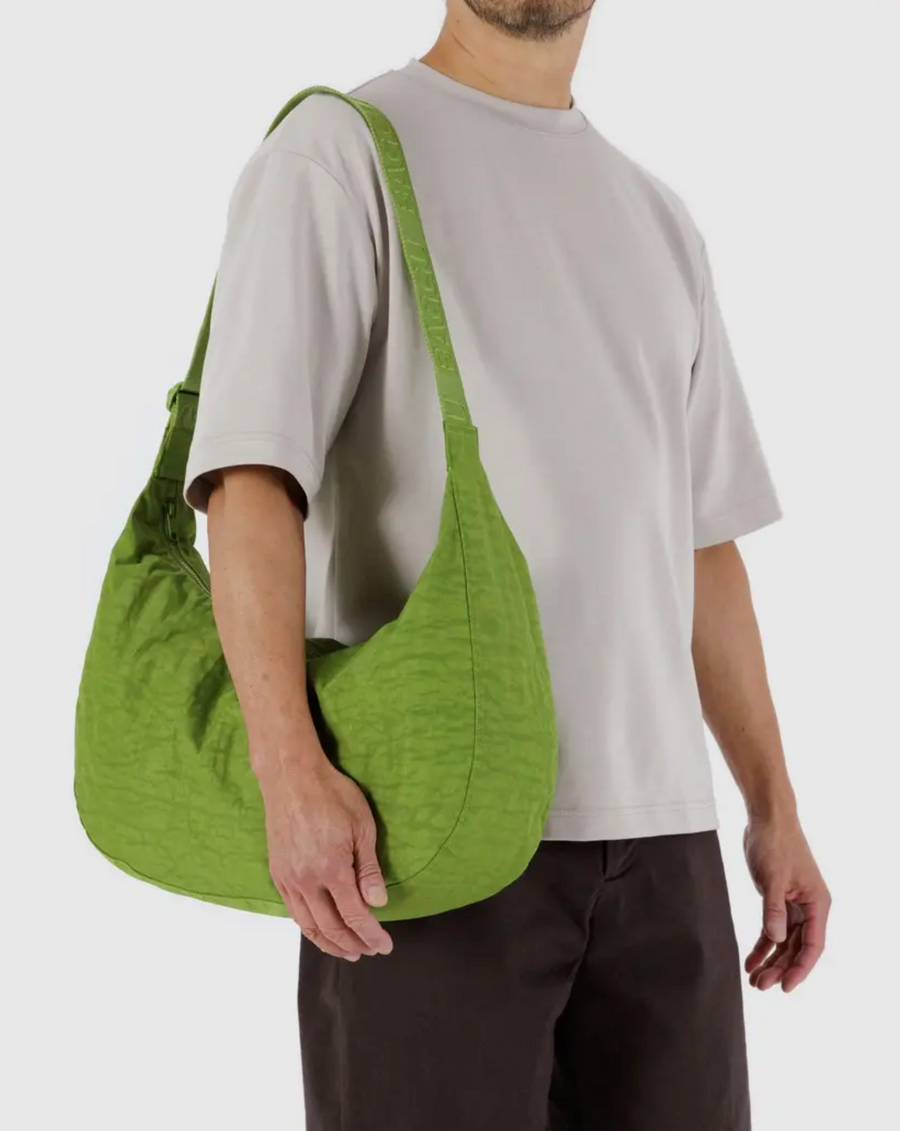 Large Nylon Crescent Bag in Green Juice