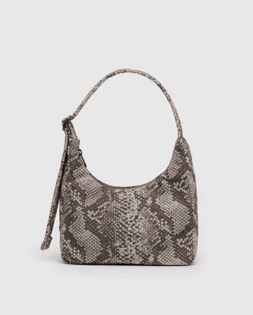 Mini Nylon Shoulder Bag in Snakeskin