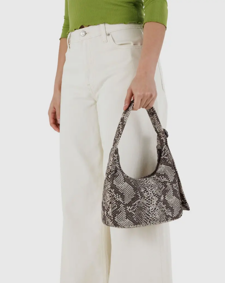 Mini Nylon Shoulder Bag in Snakeskin