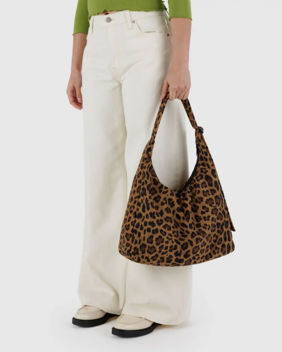 Nylon Shoulder Bag in Leopard