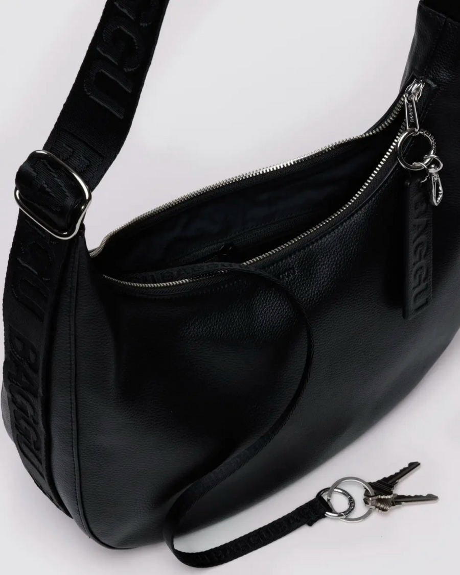 Medium Recycled Leather Crescent Bag