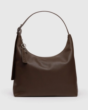 Recycled Leather Shoulder Bag in Brown