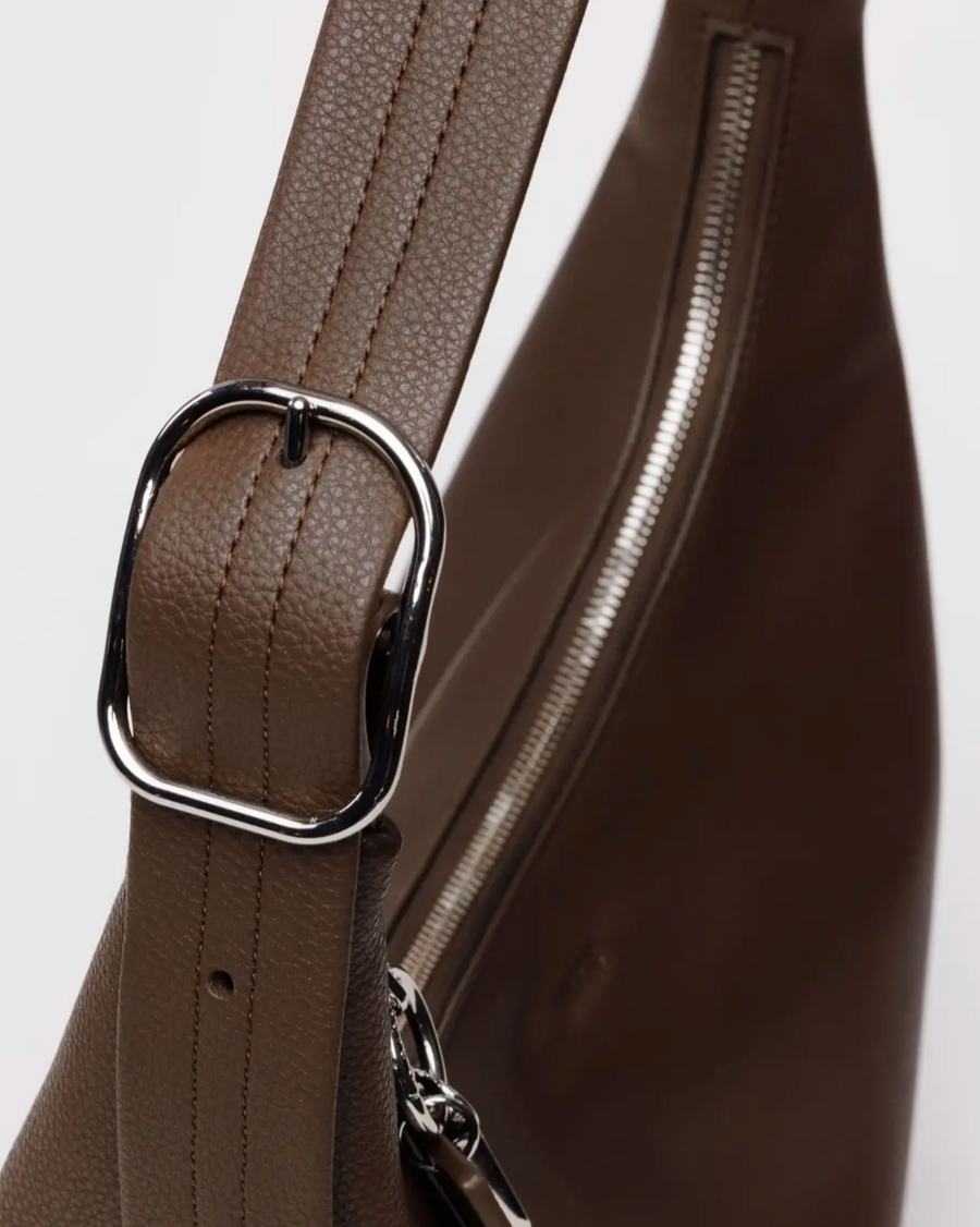 Recycled Leather Shoulder Bag in Brown