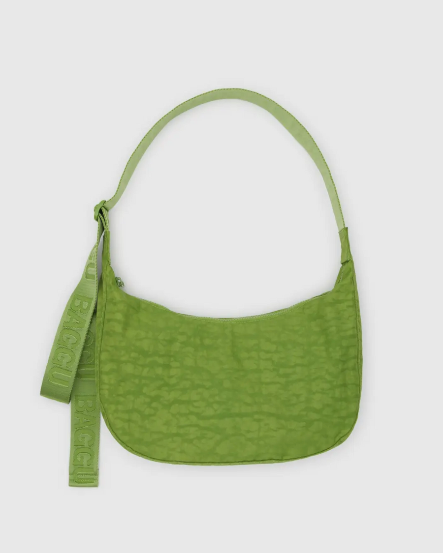 Medium Nylon Crescent Bag in Green Juice