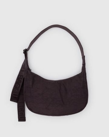 Medium Nylon Crescent Bag in Chocolate Plum