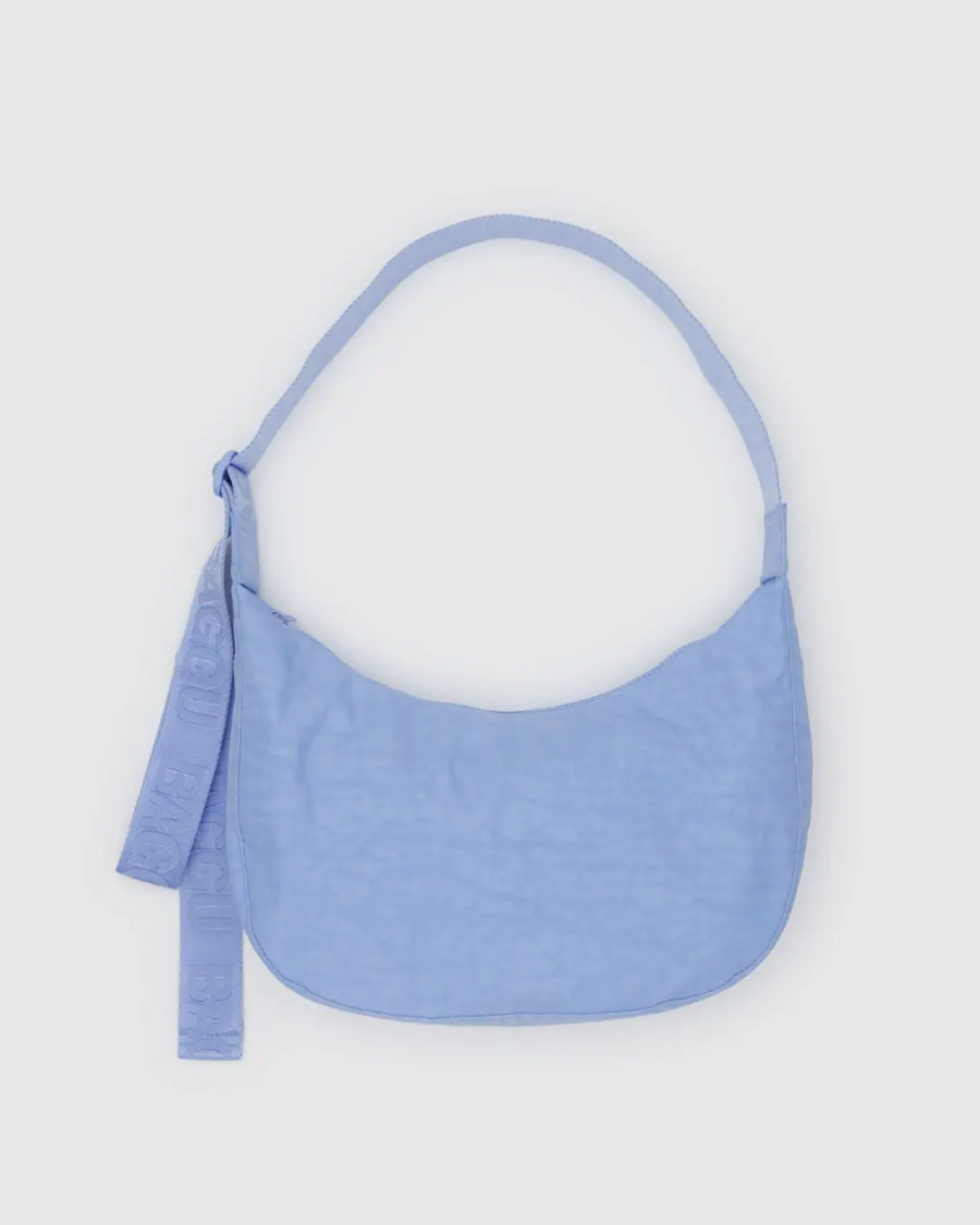 Medium Nylon Crescent Bag in French Blue