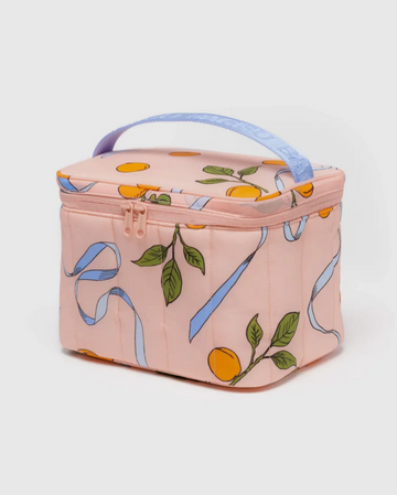 Puffy Lunch Bag in Apricots & Ribbons