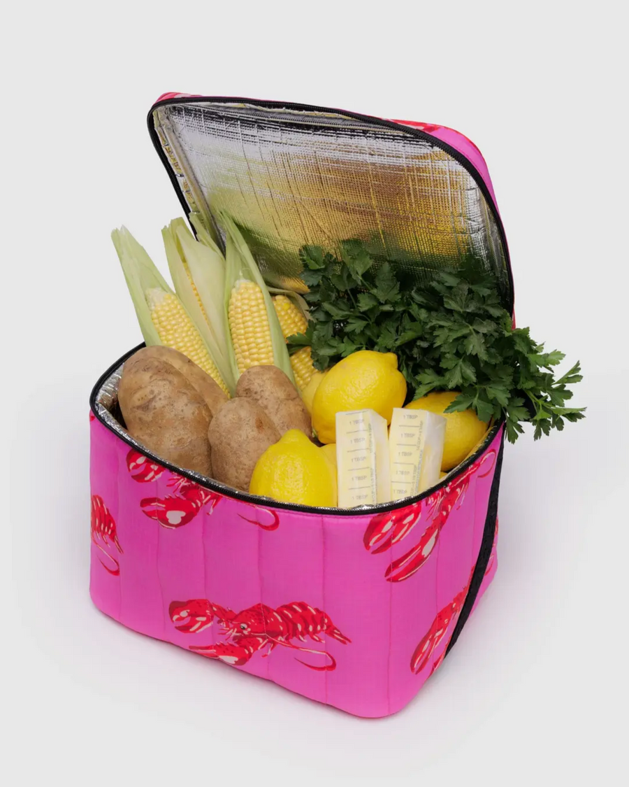 Puffy Cooler Bag in Pink Lobster