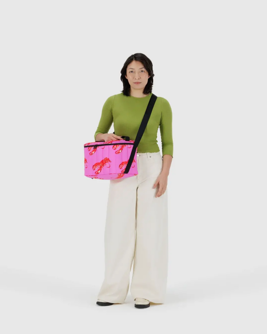 Puffy Cooler Bag in Pink Lobster