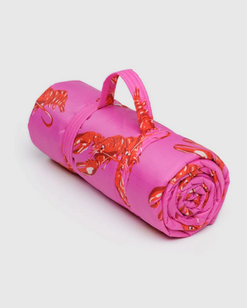 Puffy Picnic Blanket in Pink Lobster