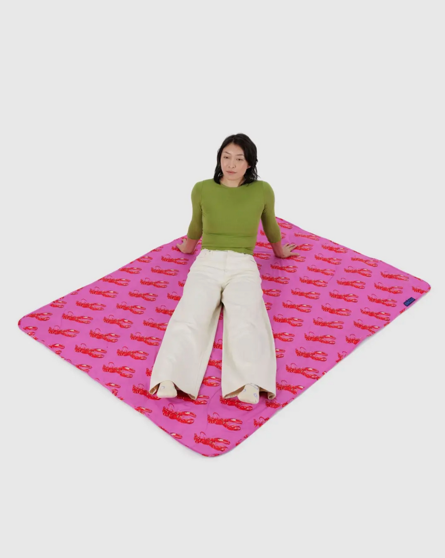 Puffy Picnic Blanket in Pink Lobster