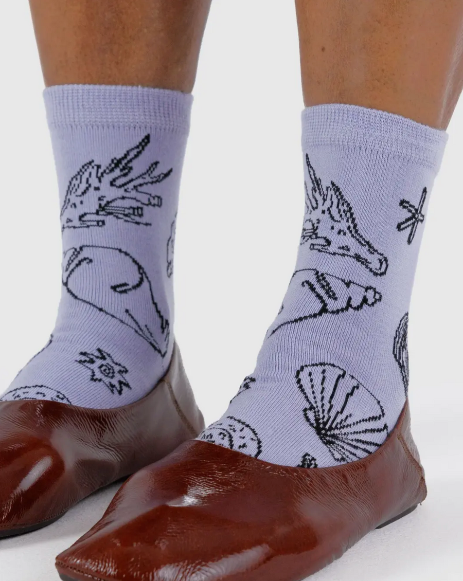 Crew Socks in Shells Light Blue