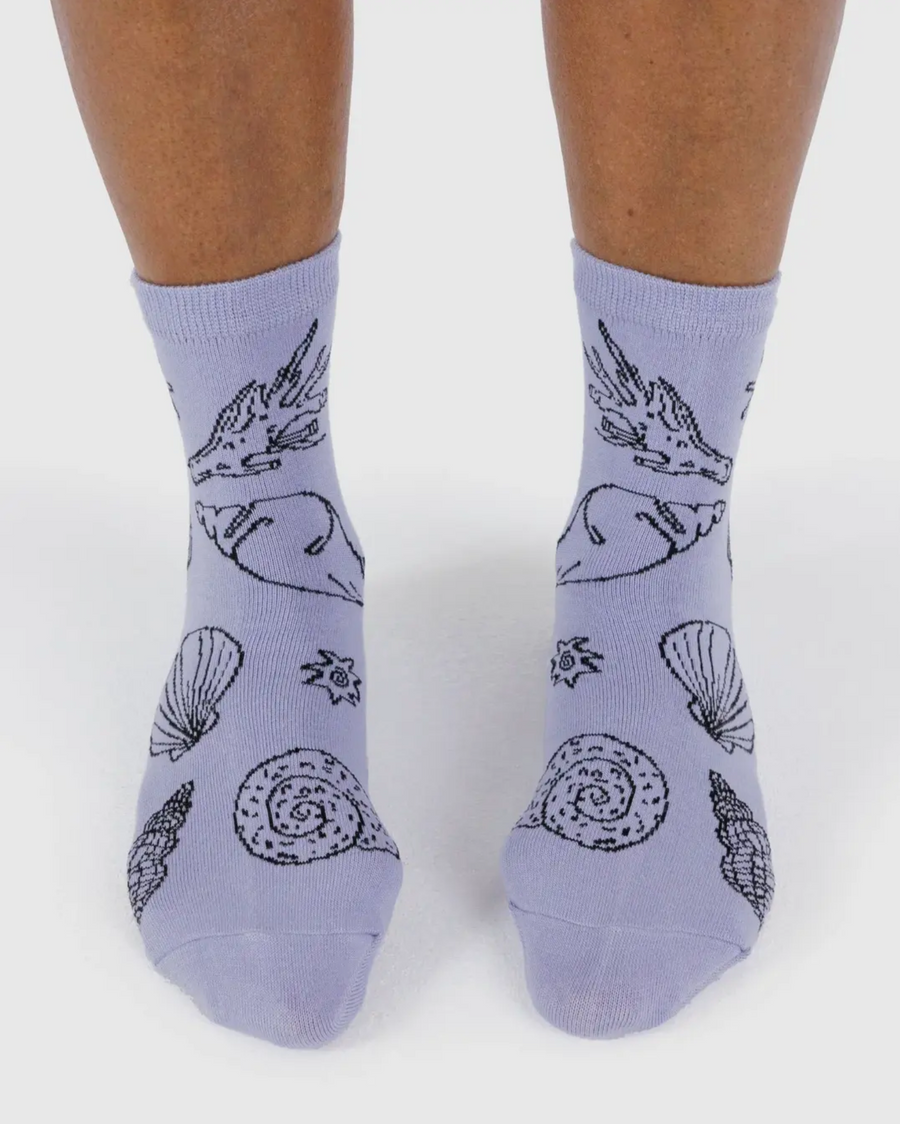 Crew Socks in Shells Light Blue