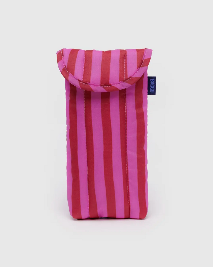 Puffy Glasses Sleeve in Pink & Red Painted Stripe