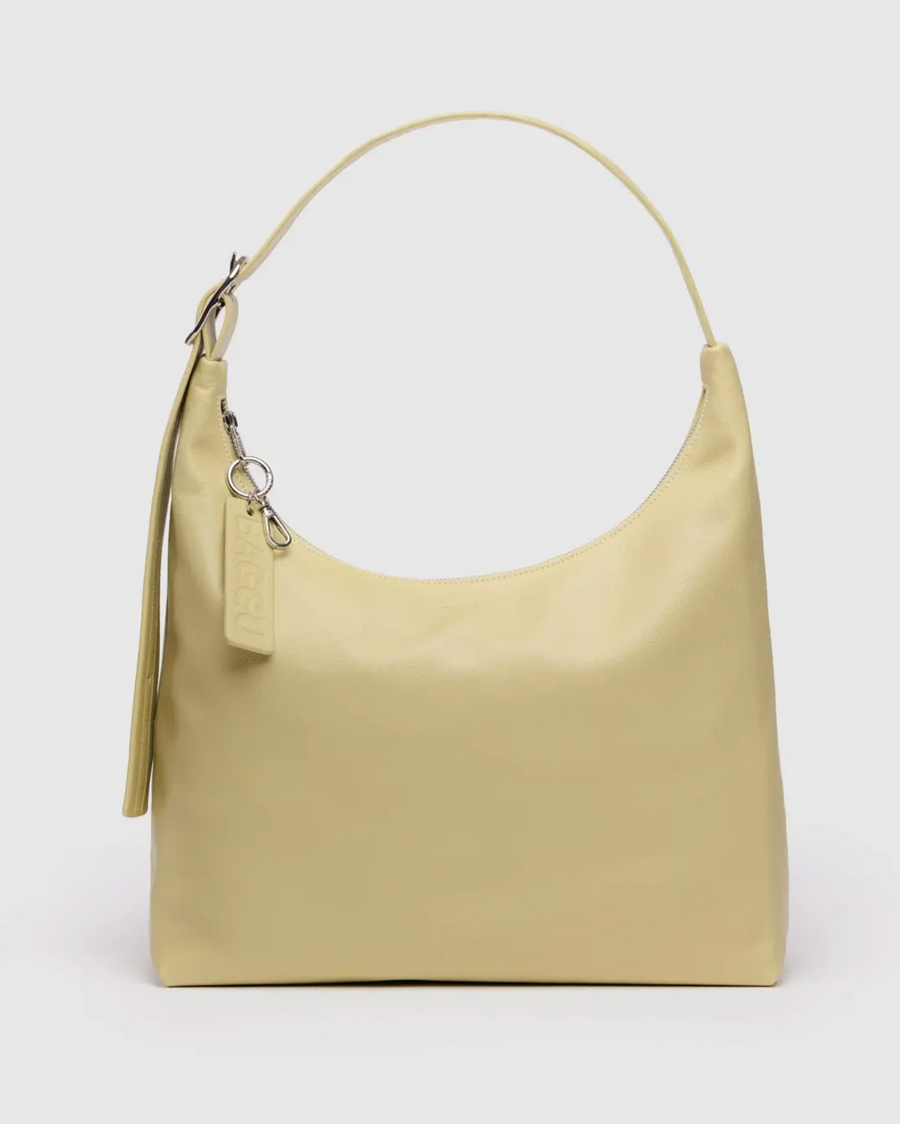 Recycled Leather Shoulder Bag in Straw
