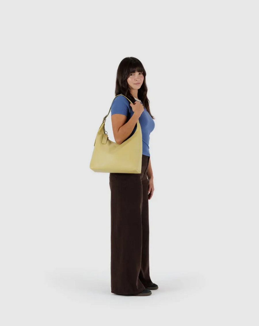 Recycled Leather Shoulder Bag in Straw