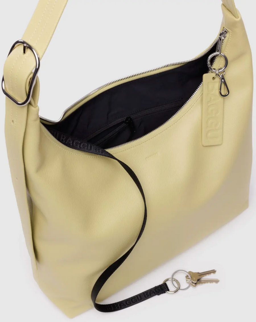 Recycled Leather Shoulder Bag in Straw