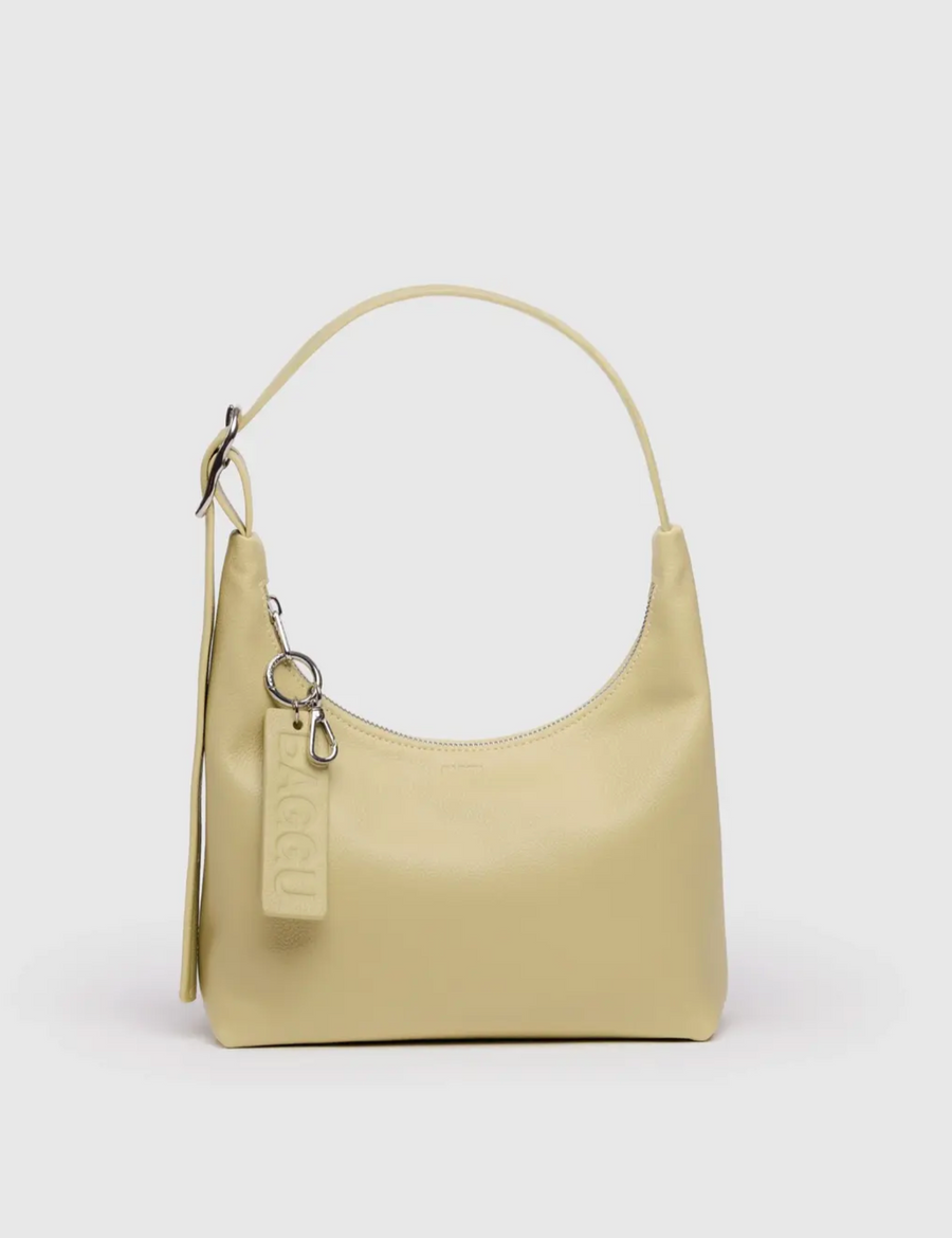 Mini Recycled Leather Shoulder Bag in Straw