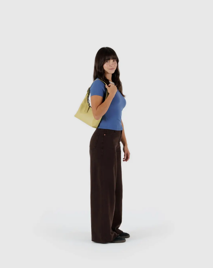 Mini Recycled Leather Shoulder Bag in Straw