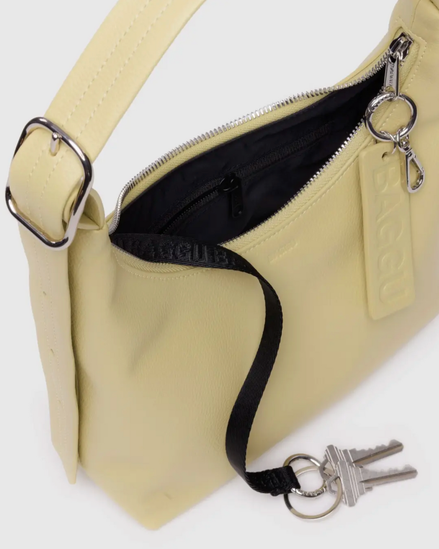 Mini Recycled Leather Shoulder Bag in Straw