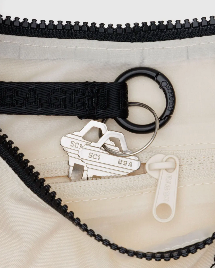 Small Nylon Crescent Bag in Embroidered Shells