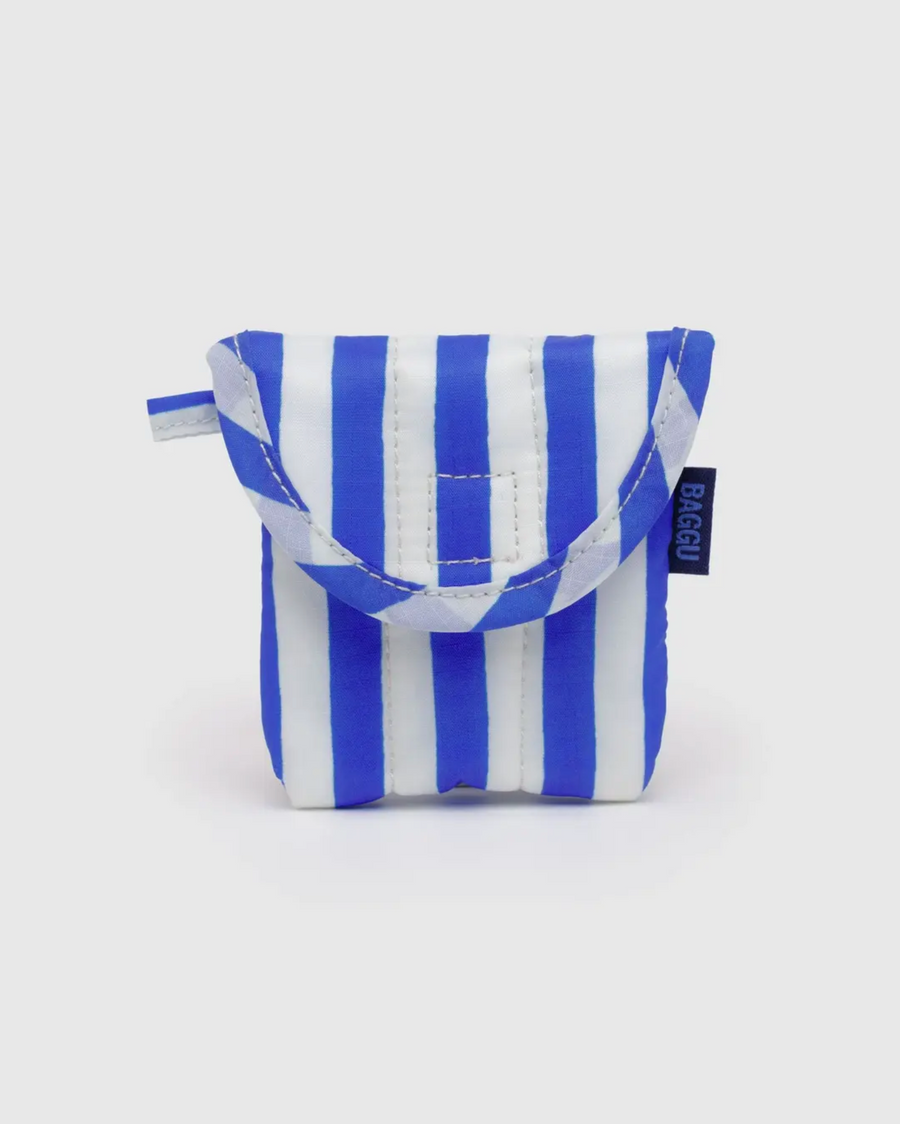 Puffy Earbuds Case in Blue Painted Stripe