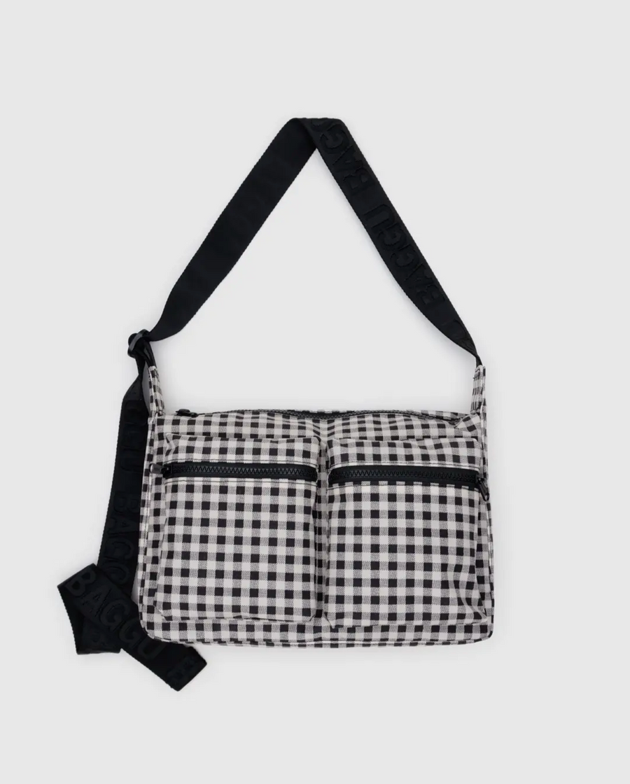 Medium Cargo Crossbody in Black & White Gingham
