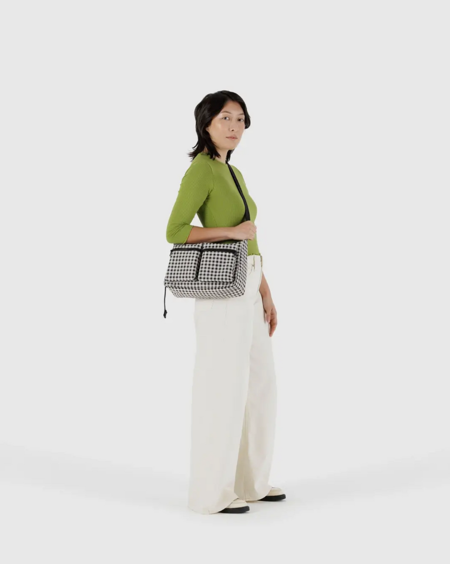 Medium Cargo Crossbody in Black & White Gingham