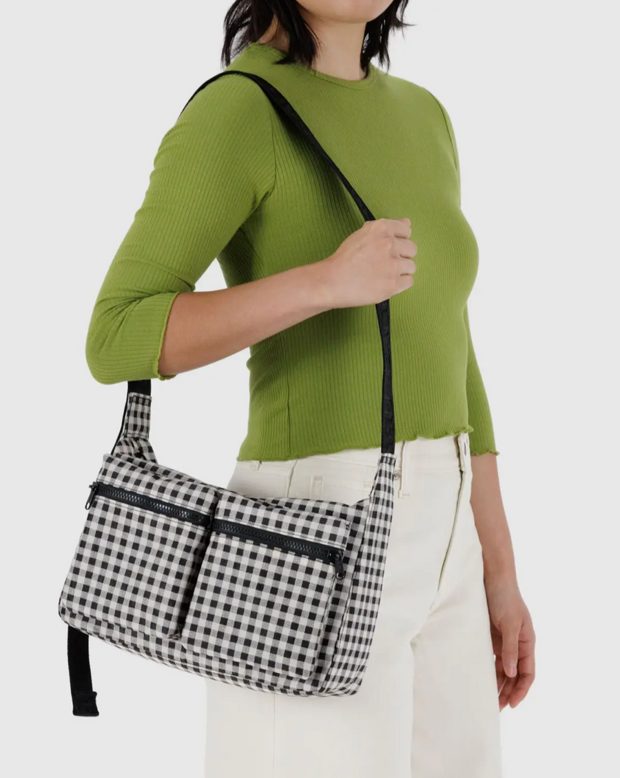 Medium Cargo Crossbody in Black & White Gingham