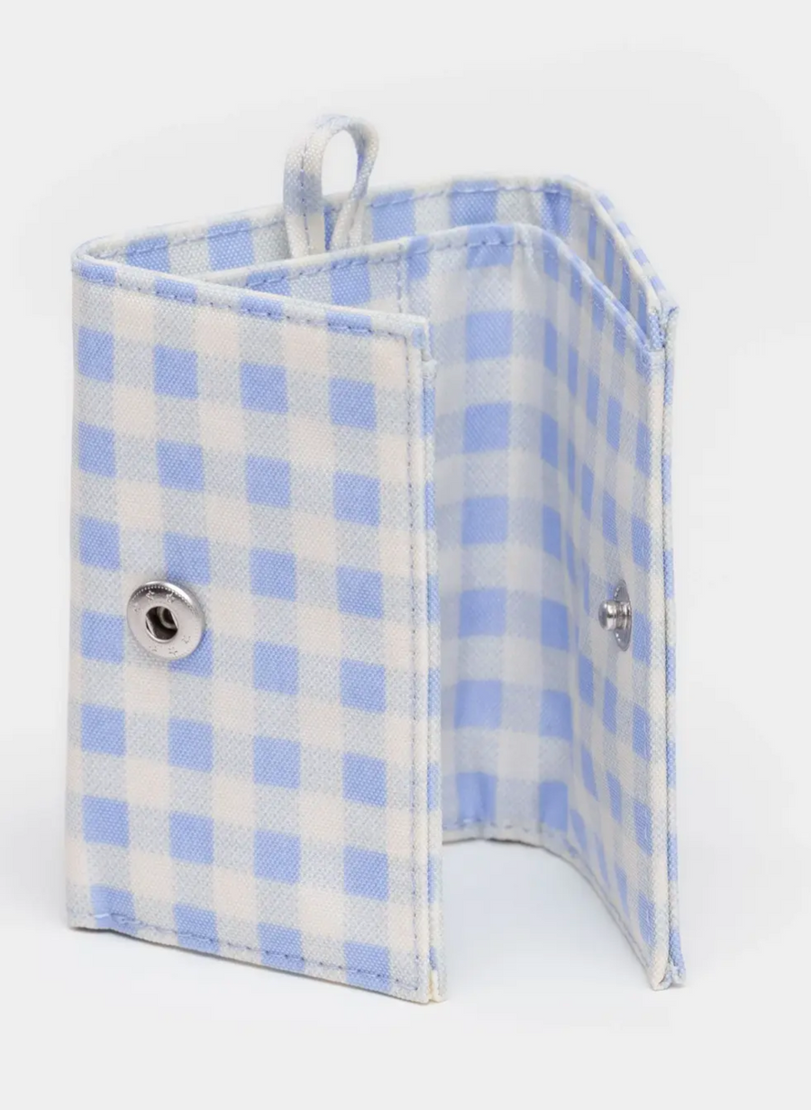 Snap Wallet in Light Blue Gingham