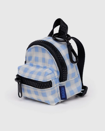 Backpack Charm in Light Blue Gingham