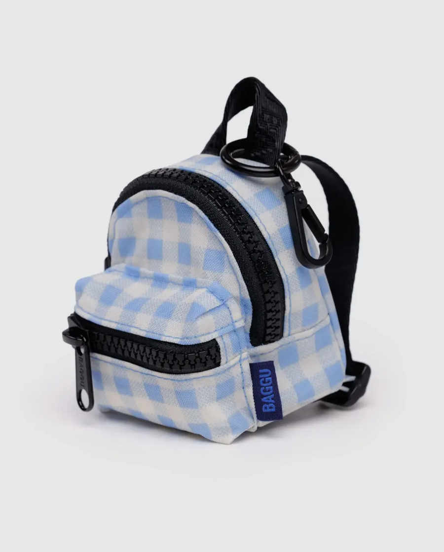 Backpack Charm in Light Blue Gingham