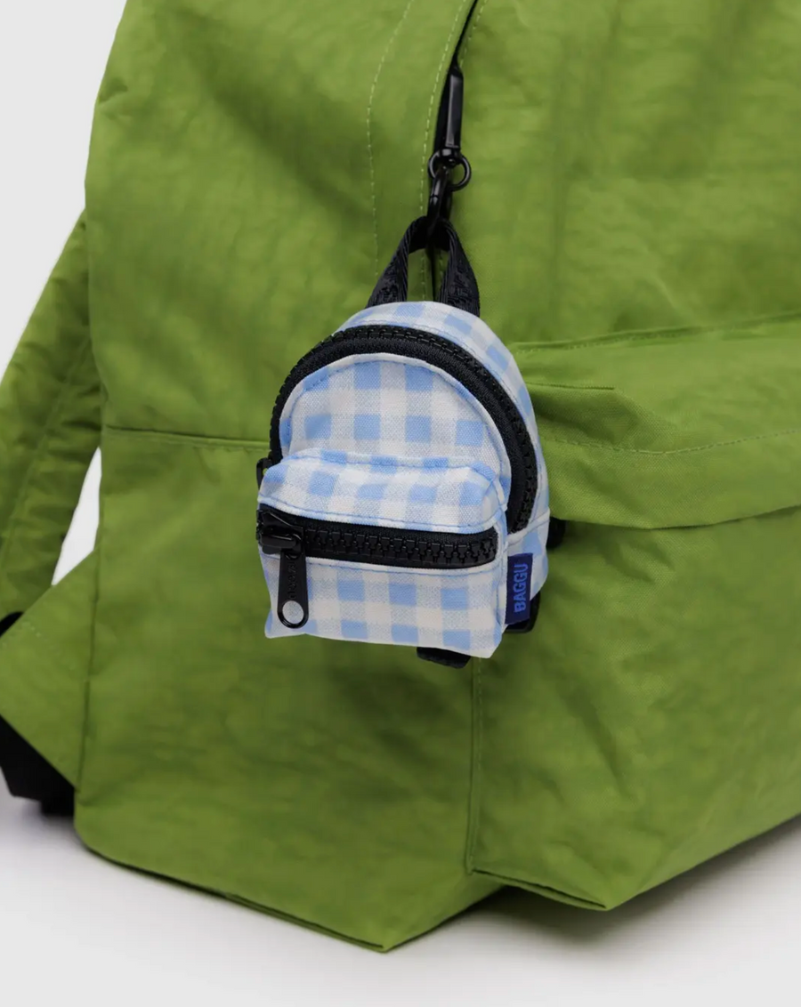 Backpack Charm in Light Blue Gingham