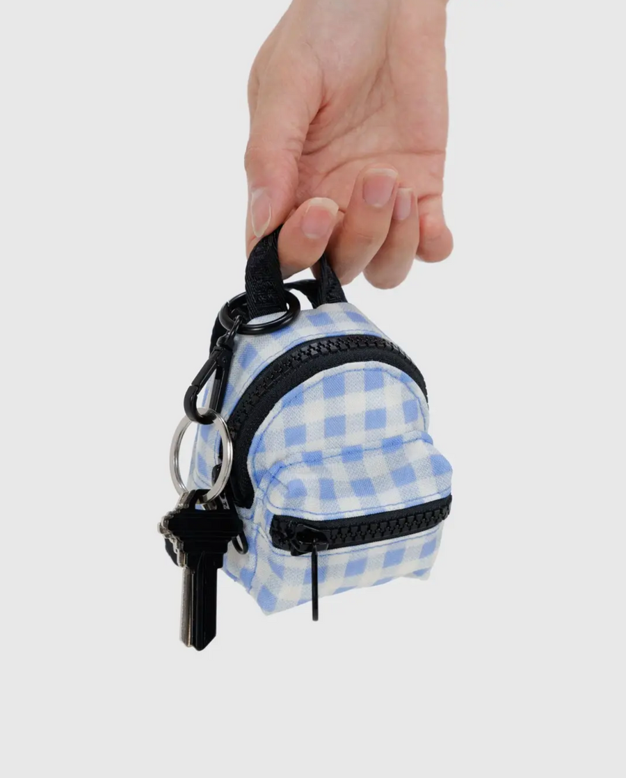 Backpack Charm in Light Blue Gingham