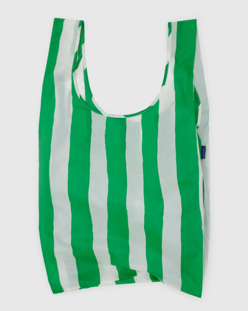 Big Baggu Reusable Bag in Green Painted Stripe