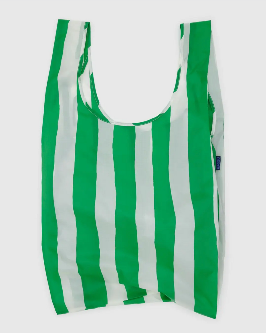 Big Baggu Reusable Bag in Green Painted Stripe