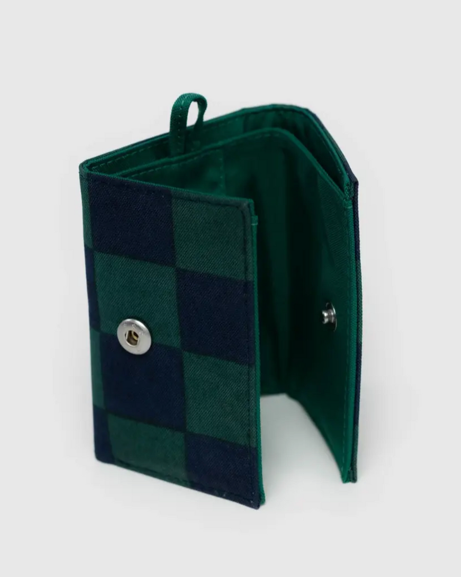 Snap Wallet in Navy Green Check