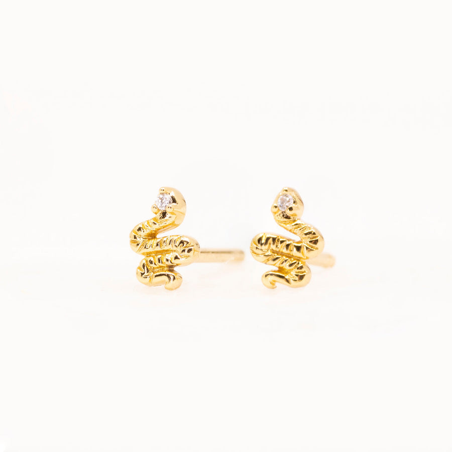 Snake Stud Earrings in Gold