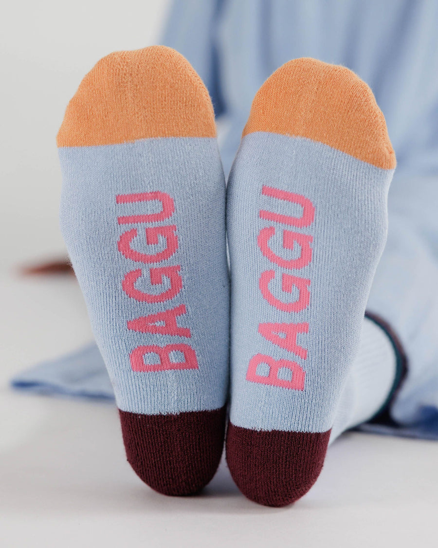 Ribbed Sock in Light Blue Mix