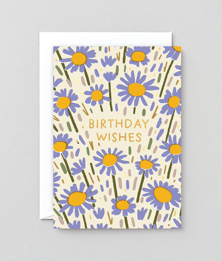 'flower Field Birthday' Foiled Greetings Card
