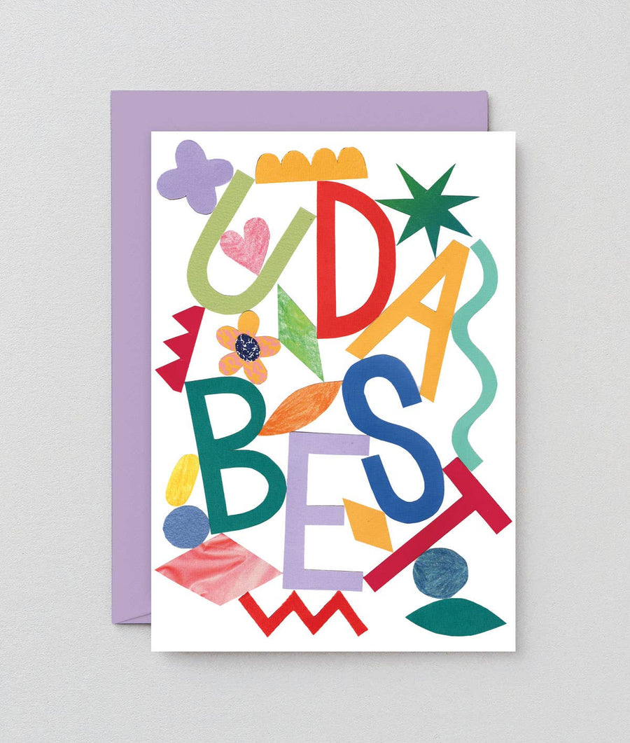 'u Da Best' Embossed Greetings Card