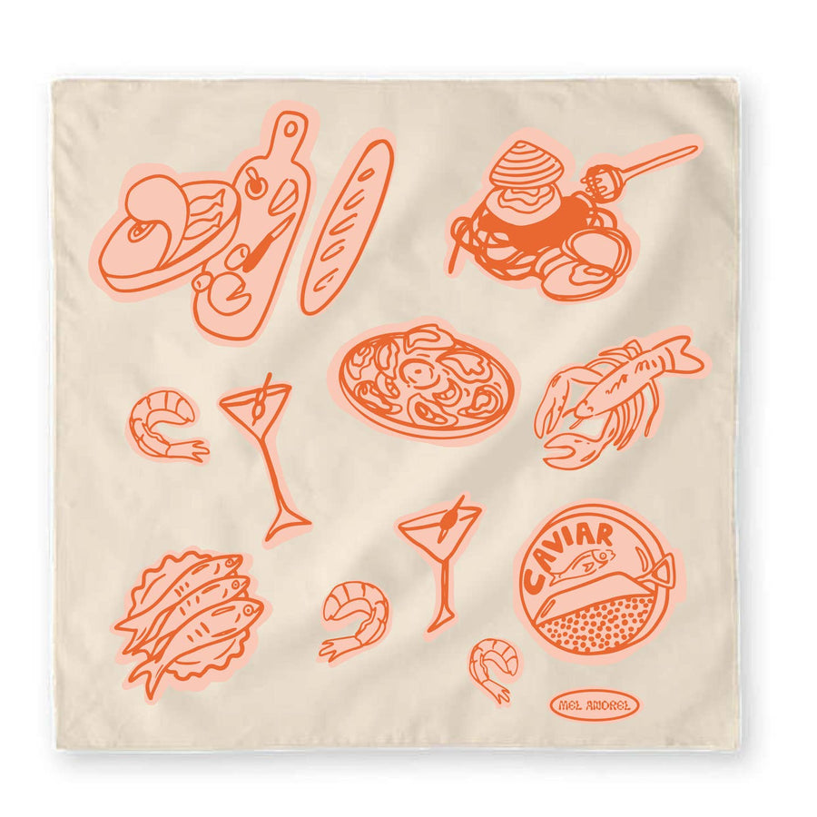 Seven Fishes Tea Towel in Gumdrop