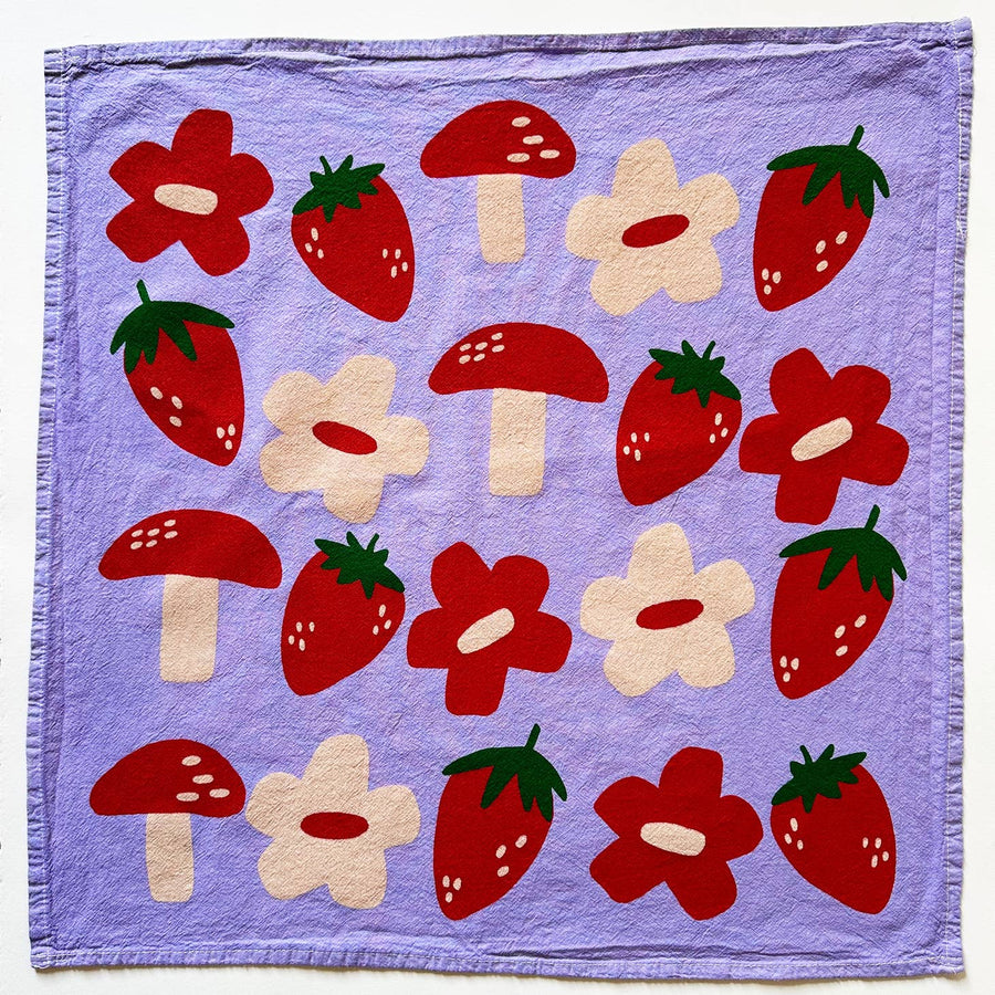 Berry Shroom on Purple Tea Towel