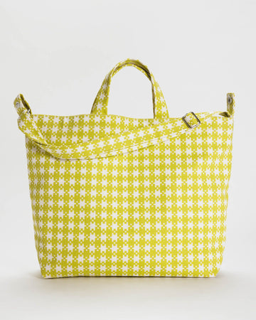 Horizontal Zip Duck Bag in Chartreuse Pixel Gingham