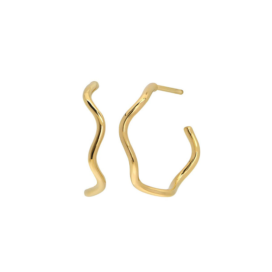Hailey Wavy Hoop Earrings in Gold