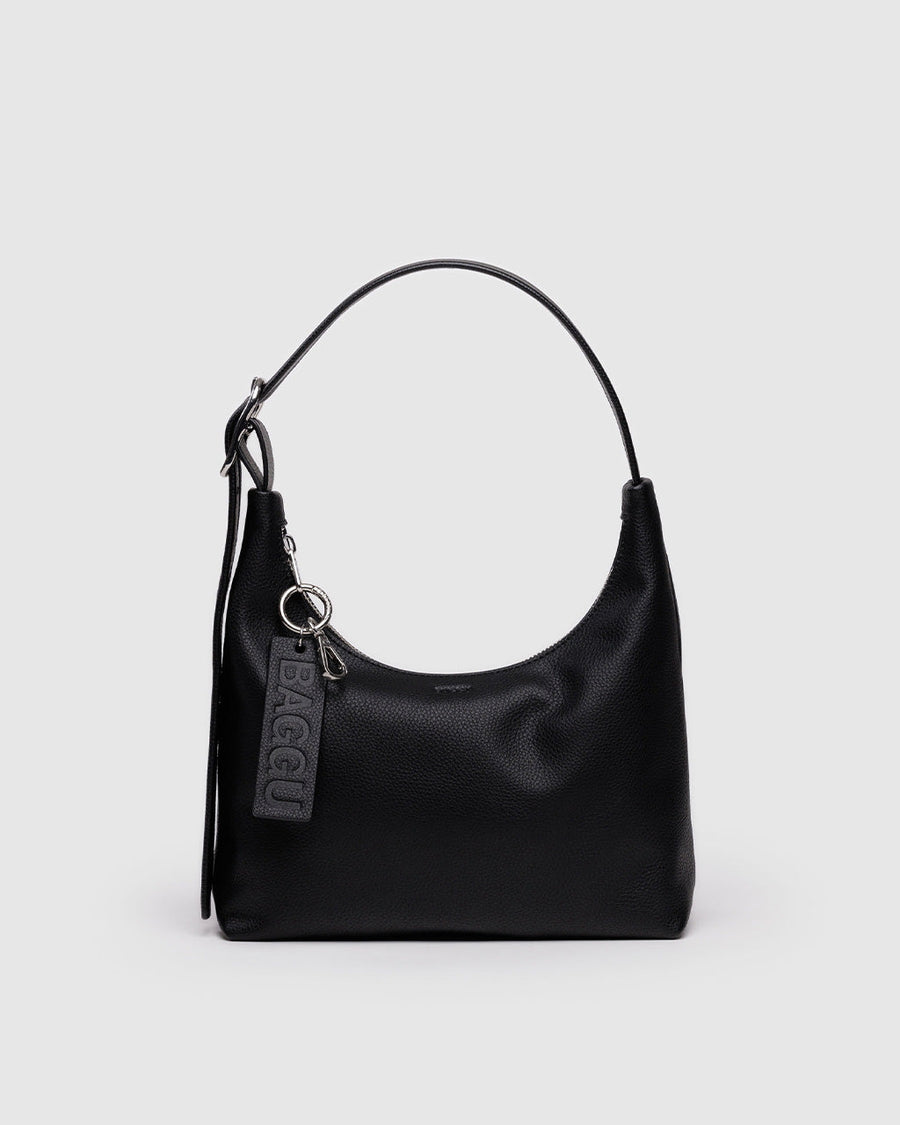 Mini Recycled Leather Shoulder Bag in Black