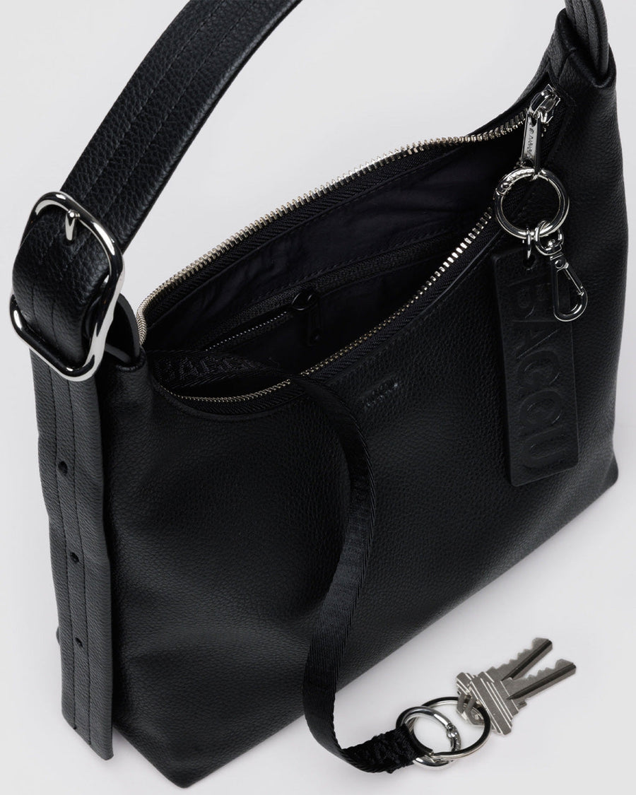 Mini Recycled Leather Shoulder Bag in Black